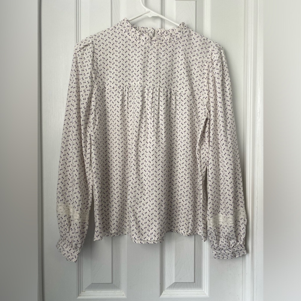 LOFT Womens white long sleeve patterned blouse, XS​​